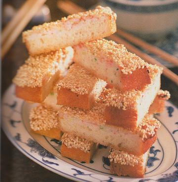 Toasts aux crevettes et au sésame